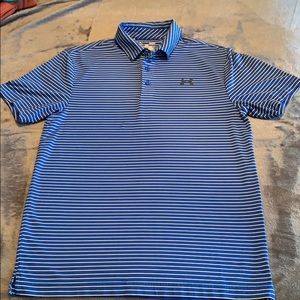 Blue and Yellow Striped Under Armour Golf Shirt
